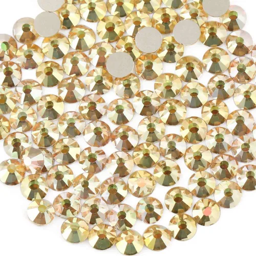 Miniatura 53 de Beadsland 1440 diamantes de imitación de cristal con parte trasera plana, gemas redondas, ámbar, SS3, 0.047-0.055 in