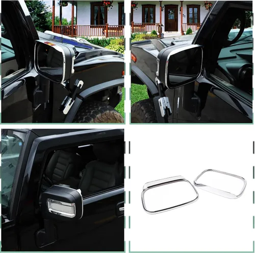 Miniatura 5 de Compatible con Hummer H2 2003-2009 - Espejo retrovisor de lluvia, espejo retrovisor, cejas de lluvia para accesorios Hummer H2 2003-2009 (negro)