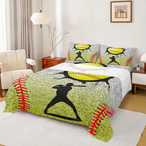 Miniatura 39 de Erosebridal Graffiti - Juego de sábanas de rugby con casco de rugby colorido, sábanas deportivas para niños y niñas, juego de fútbol, sábana bajera
