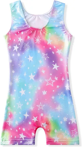 Miniatura 2 de Belovance Leotardos de gimnasia para niñas pequeñas, trajes de gimnasio, leotardo de danza, brillante, arcoíris, dinosaurio, leopardo, estrellas