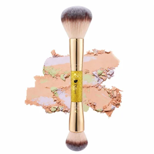 Miniatura 12 de DUcare Brochas de maquillaje Duo End Foundation Powder Buffer y Contour Brush Herramientas cosméticas sintéticas 2 piezas Juego de 2 brochas