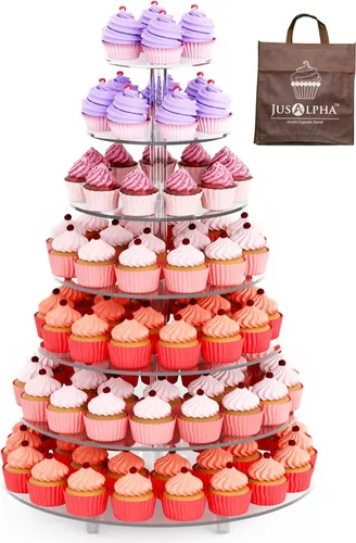 Jusalpha® 8 Base de acrílico redonda para fiestas, casamientos, magdalenas. Torre para pastelería, charola para servir, exhibición de alimentos en
