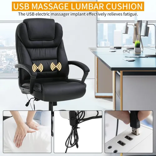 Miniatura 3 de Silla de oficina grande y alta para personas pesadas, 500 libras, silla de computadora de piel sintética, silla de escritorio de masaje, silla