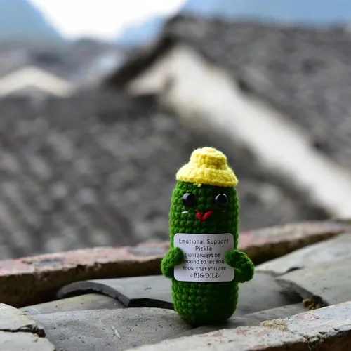 Miniatura 5 de Cabeza de Patata Positiva y Divertida con Tarjeta Mini de Crochet y Tejido para Apoyo Emocional Hecho a Mano, Regalos de Pepino, Decoración