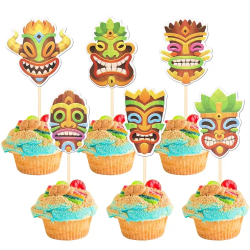 Miniatura 17 de 1 pieza de decoración de pastel de feliz cumpleaños Moana con purpurina de hoja de palma, flor de moana, selección de pastel tropical hawaiano Luau