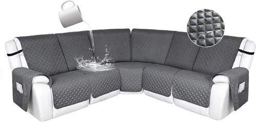 Miniatura 121 de HDCAXKJ Fundas de sofá seccional reclinable 100% impermeable, forma de L, funda de sofá reclinable lavable acolchada suave para mascotas, perro