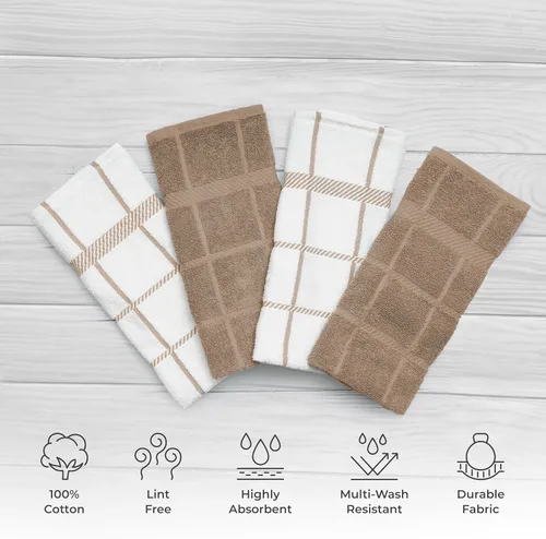 Miniatura 3 de Toallas de cocina 100% algodón de terry Mellow Buff, paquete de 4, 16 x 26 pulgadas, toallas de cocina súper suaves y absorbentes, perfectas