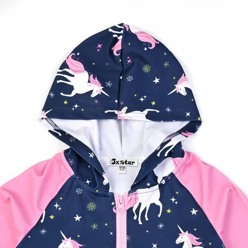 Miniatura 3 de Jxstar Sudadera raglán con capucha y cremallera para niñas con bolsillos