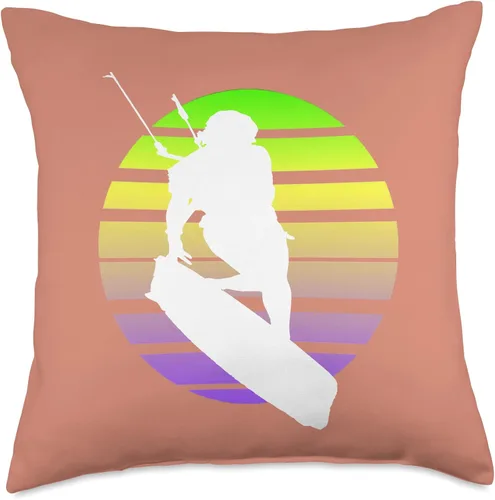 Miniatura 4 de Kitesurf Gifts and Surf Lover Tees by taiche Kitesurfing Female Rider Silhouette Retro Sunset 10 - Almohada de 16 x 16 pulgadas, multicolor