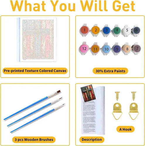 Miniatura 4 de koemhxb Kit de pintura por números de bandera estadounidense para adultos, pintura patriótica por números, kits de pintura cruzada para adultos por