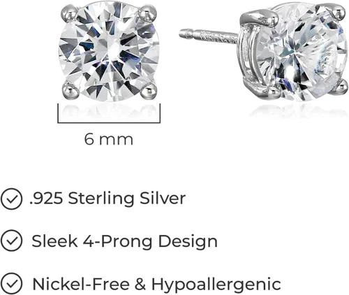 Miniatura 35 de Amazon Essentials Aretes redondos de plata de ley con piedra natal (anteriormente colección Amazon)