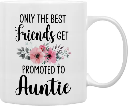 Miniatura 8 de QASHWEY Taza de café con texto en inglés «Only The Best Aunts Get Promoted to Great Aunt», divertidos regalos de anuncio de embarazo para tía, tías