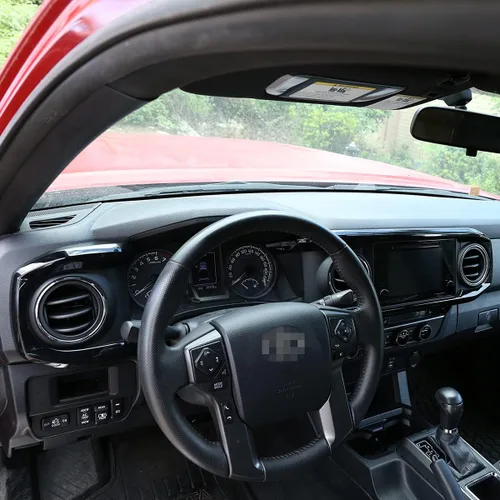 Miniatura 4 de YIWANG - Cubierta para panel de salpicadero de consola central de ABS para Toyota Tacoma 2016-2020, accesorios de coche de conducción izquierda Negro