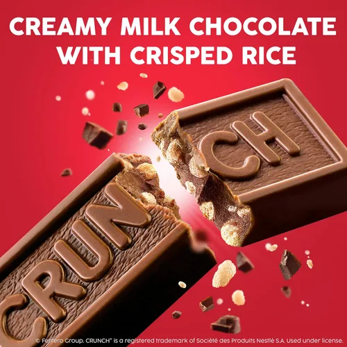 Miniatura 4 de CRUNCH Minis - Barras de caramelo, chocolate cremoso con leche con arroz crujiente, envueltas individualmente, 8 bolsas resellables, 9.8 onzas cada