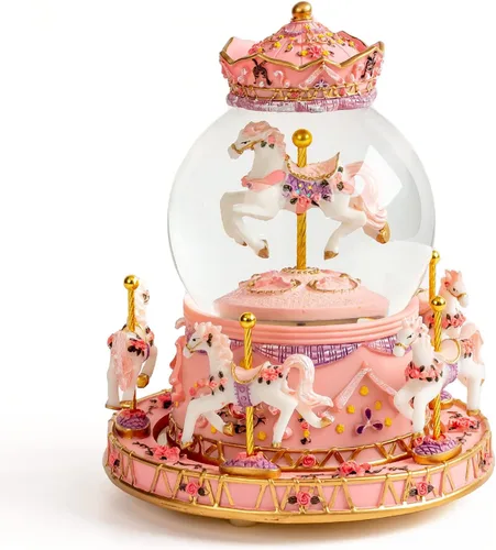 Miniatura 8 de Carrusel envuelto para regalo, caballo, unicornio, caja de música, globo de nieve, luces LED que cambian de color para mujeres, niños, niñas, mamá