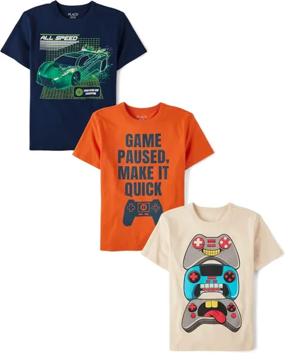 Miniatura 57 de The Children's Place Paquete de 3 camisetas gráficas de manga corta para niños