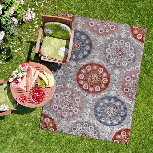 Miniatura 29 de CAMILSON Alfombra para Interiores y Exteriores, Alfombras de Área Azules 5x7 con Hojas Tropicales Botánicas para Patios Interiores y Exteriores