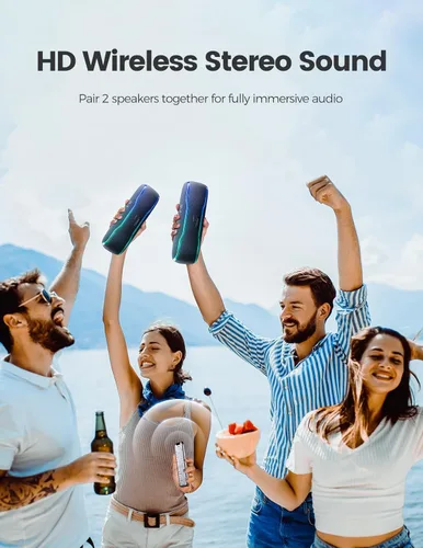 Miniatura 6 de ERKEI SEHN Altavoz Bluetooth, altavoces inalámbricos impermeables IPX7, luz intermitente, súper graves de 25 W, tiempo de reproducción de 24 horas