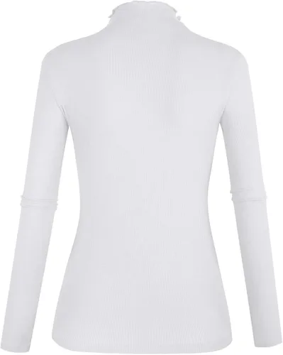 Miniatura 2 de POPZONE - Camisa de manga larga con cuello alto falso, ajustada, de punto acanalado