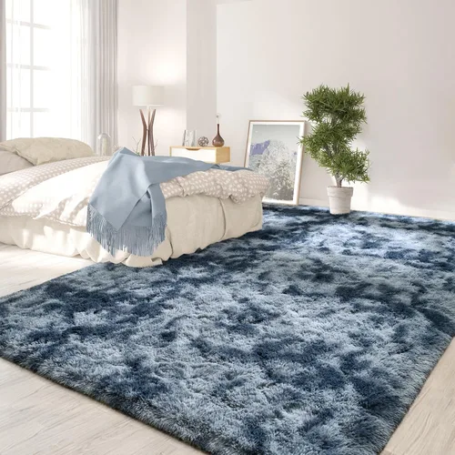 Miniatura 29 de FlyDOIT Alfombras Grandes para Sala de Estar, 5x8 Pies Alfombra Shaggy Teñida con Tie-Dye Gris Oscuro, Alfombras Mullidas Tipo Manta, Alfombras