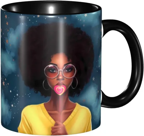 Miniatura 13 de Taza de café, taza de té para mujeres y niñas, taza de diseño único, perfecta para regalos, mujeres afroamericanas afro