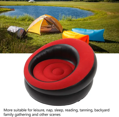 Miniatura 3 de Sofá inflable de ocio, sofá simple, silla inflable, diseño ergonómico, diván de aire, portátil, para habitación, balcón, jardín, terraza (rojo)