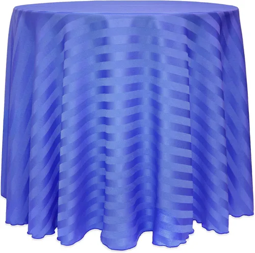 Miniatura 44 de ULTIMATE TEXTILE Mantel redondo de rayas satinadas de 84 pulgadas color marfil crema