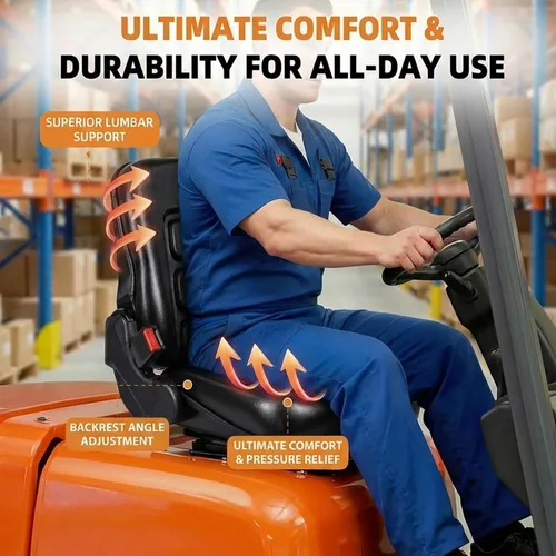 Miniatura 2 de SEATIN Asiento universal de carretilla elevadora, asiento de tractor, con micro interruptor y cinturón de seguridad, para tractor, cortacésped