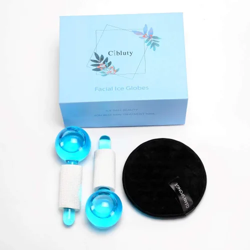 Miniatura 3 de Globos de hielo para cara, 2 globos faciales para herramienta de masaje, masajeador facial de piel fría, aprieta la piel, reduce la hinchazón