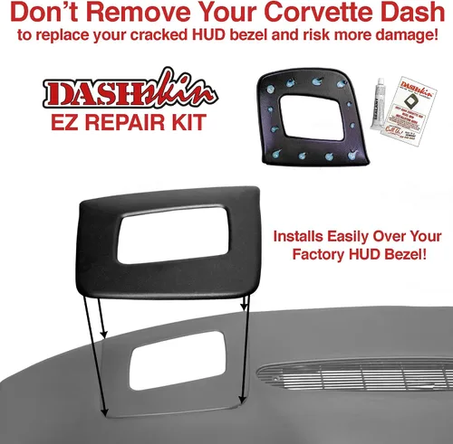 Miniatura 2 de DashSkin HUD - Cubierta de bisel compatible con Chevrolet Corvette 1997-2004 en negro, piel de bisel de salpicadero, tapa de plástico moldeado duro
