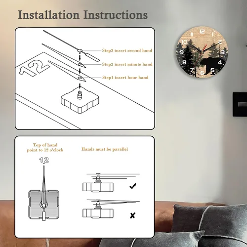 Miniatura 3 de Reloj de pared, 10 pulgadas, silencioso, sin tictac, decoración de cocina para el hogar, funciona con pilas, para baño, dormitorio, sala de estar