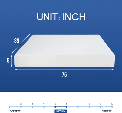 Miniatura 2 de PayLessHere Colchón de Espuma Viscoelástica con Gel Twin de 6 Pulgadas Sin Fibra de Vidrio/Certificado CertiPUR-US/Cama en una Caja/Sueño Fresco