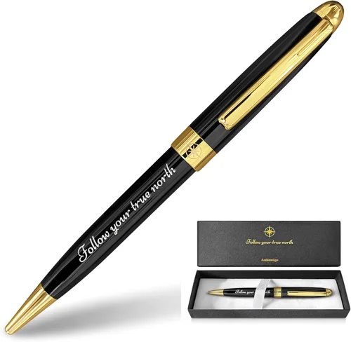 Bolígrafo para mujeres y hombres, bolígrafo elegante para diario y escritura, bolígrafo inspirador 'Follow Your True North', caja de regalo, laca