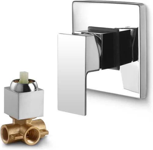 SKOWLL Kit de válvula de ducha para montaje en pared, kit de válvula mezcladora de ducha de cuerpo de latón, kit de válvulas de control de un solo
