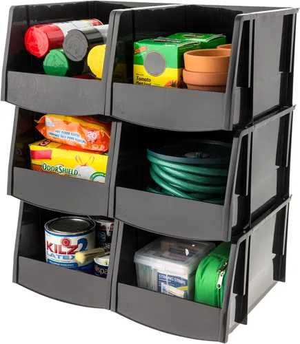 Miniatura 12 de IRIS USA Contenedores de almacenamiento apilables medianos, paquete de 8, 11 pulgadas de largo x 6 pulgadas de ancho x 5 pulgadas de alto, fabricado