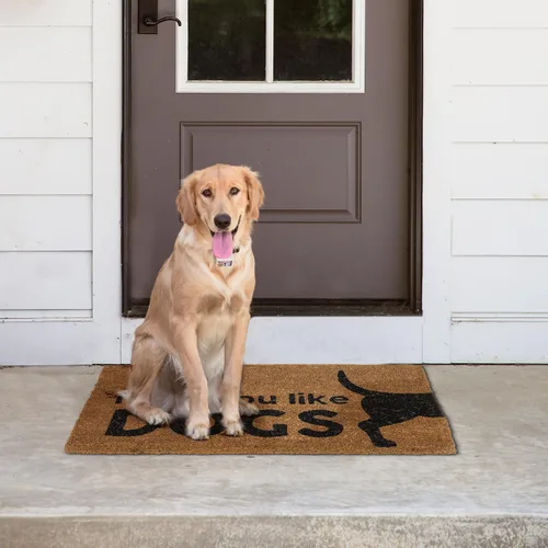 Miniatura 2 de Abbott Collection 35-FWD-AN-2372 - Felpudo gráfico con texto en inglés «Hope You Like Dogs», 18 x 30 pulgadas de largo, color natural/negro