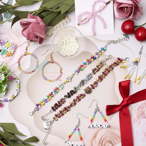 Miniatura 7 de 5000 cuentas de semillas de vidrio verde a granel, pequeñas cuentas espaciadoras de cintura para pulseras, collares, joyería, proyectos