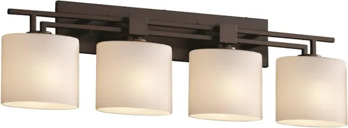Miniatura 4 de Justice Design Group Fusion - Barra de baño con 4 luces, acabado negro mate con pantalla de vidrio artesanal de ópalo