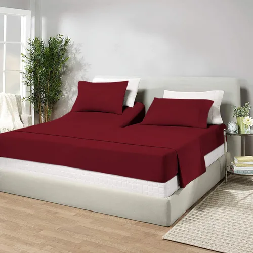 Miniatura 2 de Juego de sábanas de algodón de 600 hilos tamaño Queen dividido para base de cama ajustable, juego de sábanas de 4 piezas con bolsillo profundo