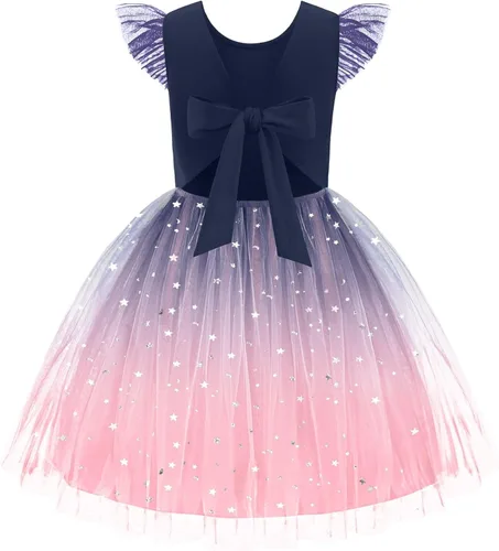 Miniatura 10 de Arshiner Vestido tutú de verano para niñas pequeñas, de tul sin espalda, para fiesta, cumpleaños, vestidos de algodón, 2-6 años