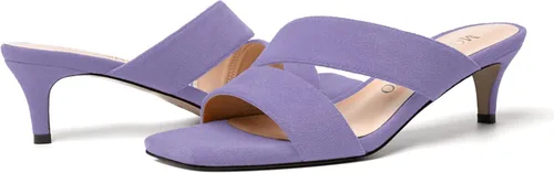 Miniatura 6 de MODENCOCO Sandalias casuales de tacón bajo para mujer, de gamuza y puntera cuadrada, 2 pulgadas