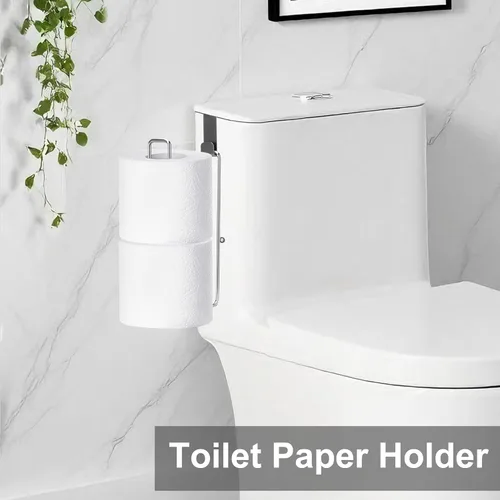 Miniatura 7 de Soporte de papel higiénico con almacenamiento extra de 4 rollos de papel higiénico, soporte de pared sobre el tanque, soporte de papel higiénico