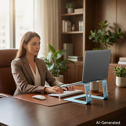 Miniatura 7 de SOUNDANCE Soporte para portátil, elevador de computadora de aluminio, elevador ergonómico para portátiles para escritorio, soporte de metal