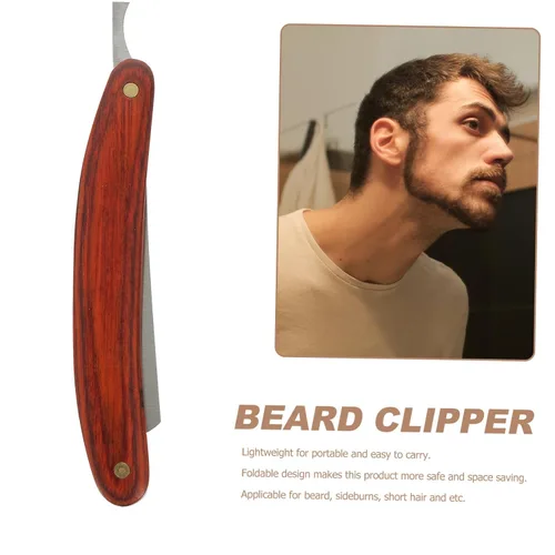 Miniatura 3 de Beaupretty Maquinilla de afeitar de peluquería recta manual plegable mango ligero para hombres S barba patillas y herramienta de aseo facial Picture