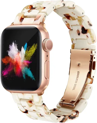 Miniatura 9 de Wongeto - Correa de resina compatible con Apple Watch Band (38mm 40mm) 1.496 pulgadas, 1.575 pulgadas, serie 5/4/3/2/1 para mujer y hombre con Rosa