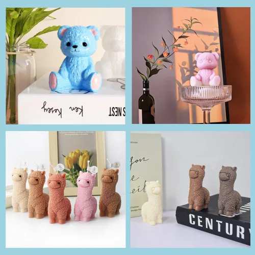 Miniatura 6 de 6 moldes de resina de animales, alpaca, bulldog, zorro, gato, oso y pulpo, 3D realistas para resina epoxi, molde de exhibición único