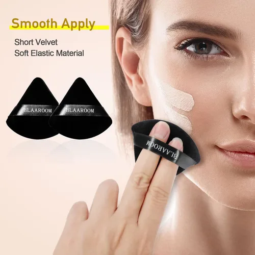 Miniatura 5 de 6 esponjas de terciopelo triangulares para polvo, diseño triangular, esponja suave para rostro, contorno de ojos exquisitos, para cuerpo mineral