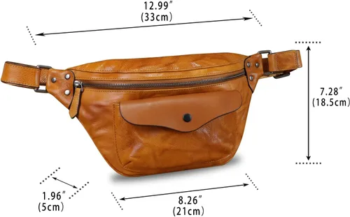 Miniatura 5 de Riñonera de cuero genuino para mujeres y hombres, bolso cruzado de cuero real vintage, bolso cruzado de moda para la cintura