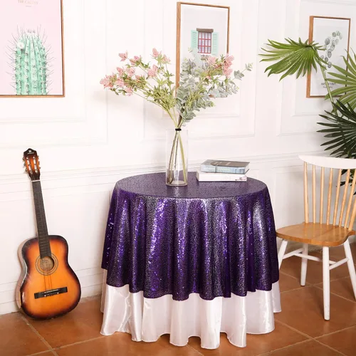 Miniatura 43 de Eternal Beauty Mantel de lentejuelas doradas de 120 pulgadas, mantel redondo brillante con purpurina para decoración de bodas, fiestas de cumpleaños