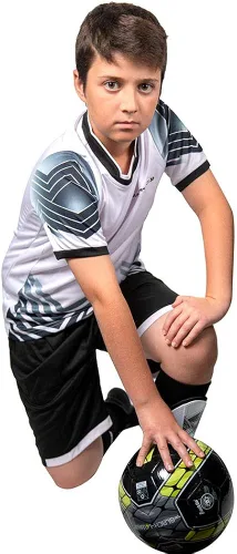 Miniatura 2 de PAIRFORMANCE Camisetas de fútbol para niños, uniforme de entrenamiento de equipo deportivo de 6 a 12 años, conjunto de camisetas y pantalones cortos